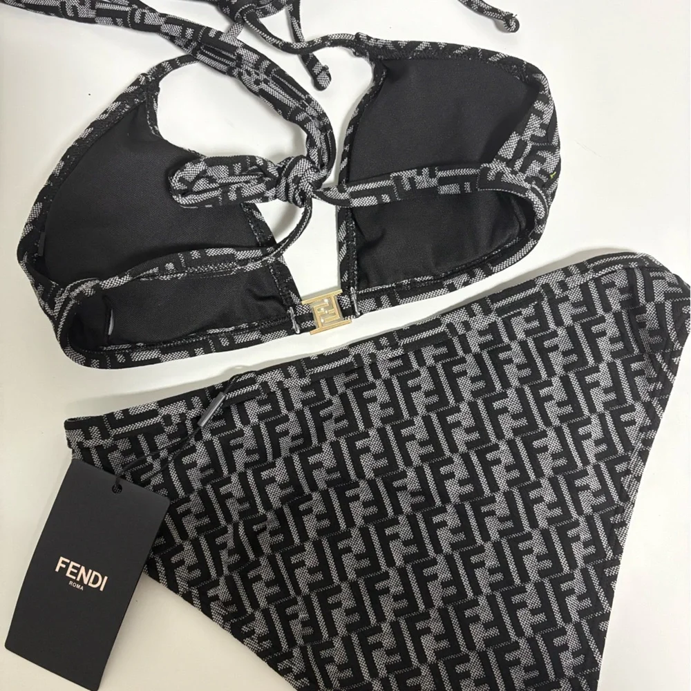 FENDI FF Monogram Metal Logo Two Piece Bikini Swimsuit - Picture 4 of 6